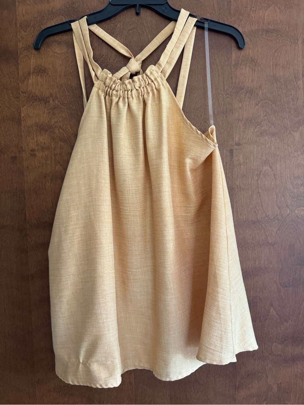 Sleeveless Drawstring Halter Top in Mustard